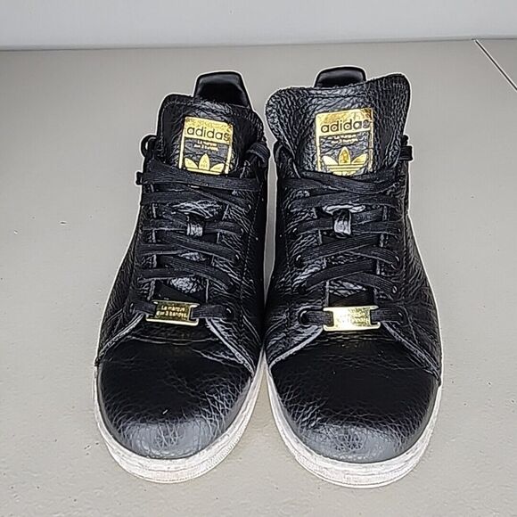 Adidas Size 9.5 Superstar Stan Smith Core Black Cloud White / Gold Fw7x83y - Picture 4 of 8